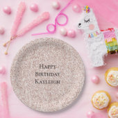 Girly Glam Blush Pink Glitter Verjaardag Papieren Bordje (Feest)
