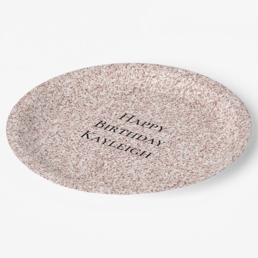 Girly Glam Blush Pink Glitter Verjaardag Papieren Bordje (Gekanteld)