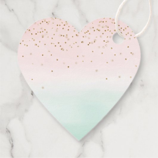 Girly Glam Blush Pink Mint Gold Sparkle Confetti Bedankjes Labels (Achterkant)