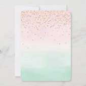 Girly Glam Blush Pink Mint Gold Sparkle Confetti Kaart (Achterkant)