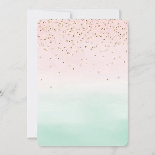 Girly Glam Blush Pink Mint Gold Sparkle Confetti Kaart (Achterkant)