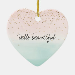 Girly Glam Blush Pink Mint Gold Sparkle Confetti Keramisch Ornament