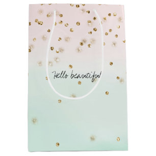 Girly Glam Blush Pink Mint Gold Sparkle Confetti Medium Cadeauzakje