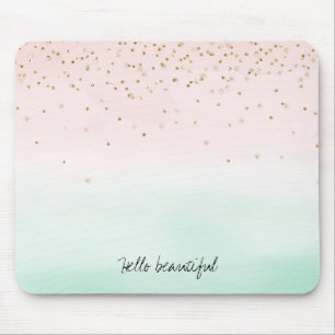 Girly Glam Blush Pink Mint Gold Sparkle Confetti Muismat
