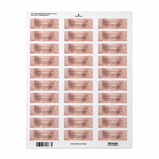 Girly Glam Blush Roze Glitter Glitter Etiket (Full Sheet)