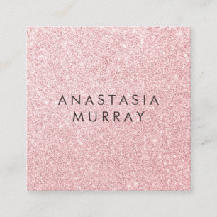 Girly & Glam Blush Roze Gouden Glitter Glinstering Vierkante Visitekaartje
