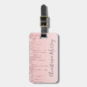 Girly Glam Blush Roze Rose Gold Glitter Drivers Na Bagagelabel (Voorkant verticaal)