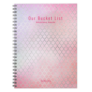 Girly Glam BUCKET LIST Pink Glitter Custom Notitieboek