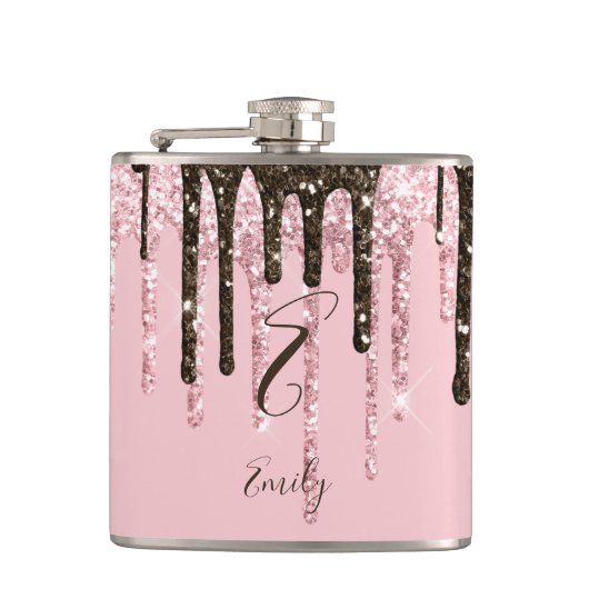 Girly Glam Chic Pink Modern Monogram Heupfles (Voorkant)