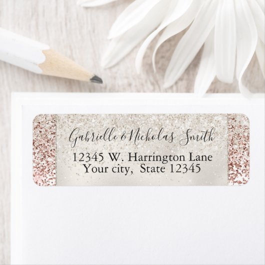 Girly Glam Elegant Roze Wit Glitter Glitter Etiket (Insitu)