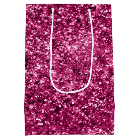 Girly Glam Fuchsia Roze Glitter Medium Cadeauzakje (Achterkant)