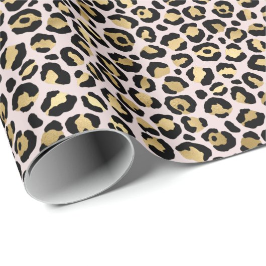Girly Glam Gold Blush Leopard Print Cadeaupapier (Rol Hoek)