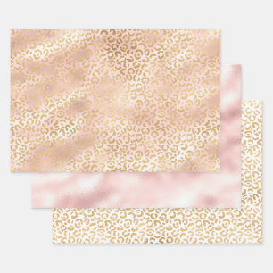 Girly Glam Gold Blush Pink Leopard Print Inpakpapier Vel