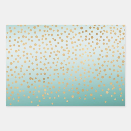 Girly Glam Gold Confetti Mint Ombre Inpakpapier Vel (Voorkant)