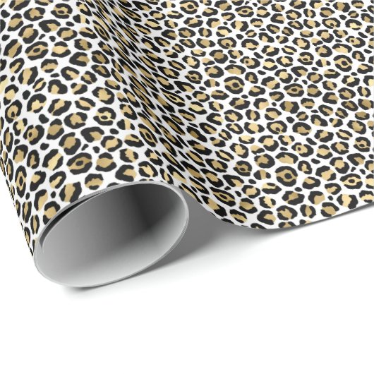 Girly Glam Gold Leopard Print Cadeaupapier (Rol Hoek)
