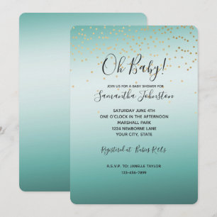 Girly Glam Gold Mini Confetti Mint Ombre Kaart
