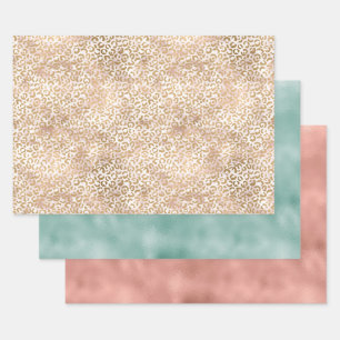 Girly Glam Gold Pink Leopard Print Inpakpapier Vel