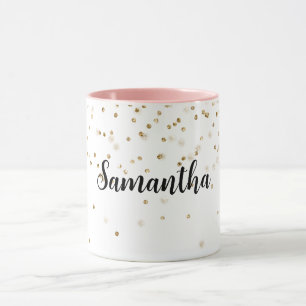 Girly Glam Gold Sparkle Confetti gepersonaliseerd Mok