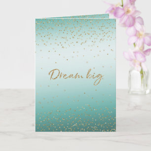 Girly Glam Gold Sparkle Confetti Mint Glitter Kaart