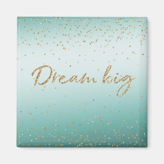 Girly Glam Gold Sparkle Confetti Mint Glitter Magneet (Voorkant)