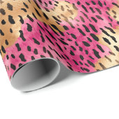 Girly Glam Goud Roze Leopard Cadeaupapier (Rol Hoek)