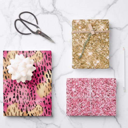 Girly Glam Goud Roze Leopard Inpakpapier Vel (Voorkant)