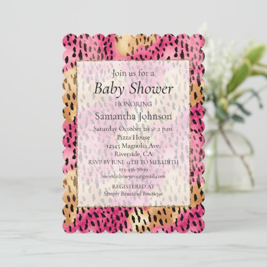 Girly Glam Goud Roze Leopard Kaart (Staand voorkant)