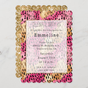 Girly Glam Goud Roze Leopard Kaart