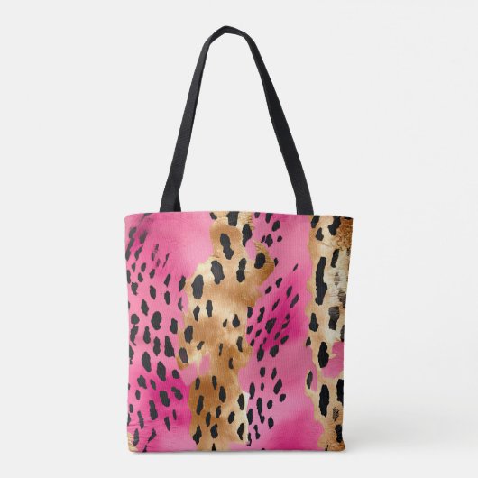Girly Glam Goud Roze Zwart Leopard Draagtas (Achterkant)