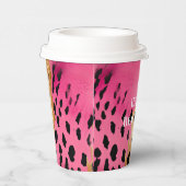 Girly Glam Goud Roze Zwart Leopard Papieren Bekers (Rechts)