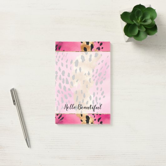 Girly Glam Goud Roze Zwart Leopard Post-it® Notes (Kantoor)