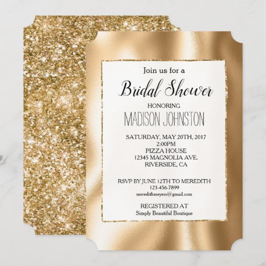 Girly Glam Gouden Glitter Kaart (Voorkant / Achterkant)