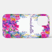 Girly Glam Hot Pink Glitter Sparkles Monogram Case-Mate iPhone Case (Achterkant (horizontaal))
