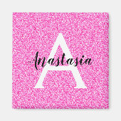Girly Glam Hot Pink Glitter Sparkles Monogram Magneet (Voorkant)