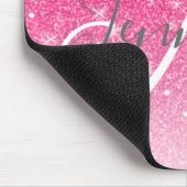 Girly Glam Hot Pink Glitter Sparkles Monogram Muismat (Hoek)