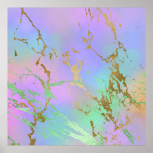 Girly Glam Marble   Trendy Playful Pastel Ombre Poster
