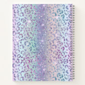 Girly Glam Mermaid Glitter Leopard Print Monogram Notitieboek (Achterkant)