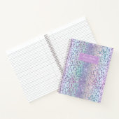 Girly Glam Mermaid Glitter Leopard Print Monogram Notitieboek (Binnen)