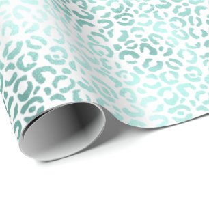 Girly Glam Mint Leopard Print Cadeaupapier