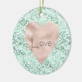 Girly Glam Mint White Leopard Print Blush Heart Keramisch Ornament (Links)