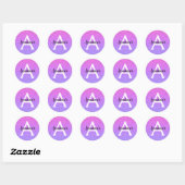 Girly Glam Ombre Paarse Glitter Sparkles Monogram Ronde Sticker (Vel)