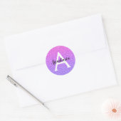 Girly Glam Ombre Paarse Glitter Sparkles Monogram Ronde Sticker (Envelop)