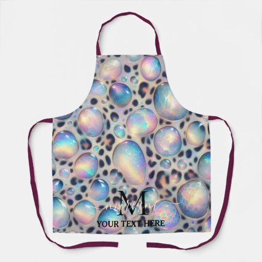 Girly Glam Opal Leopard Print All-Over Print Apron Schort (Voorkant)