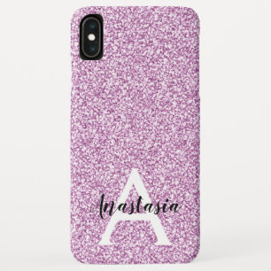 Girly Glam Paars Glitter Sparkles Monogram iPhone XS Max Hoesje