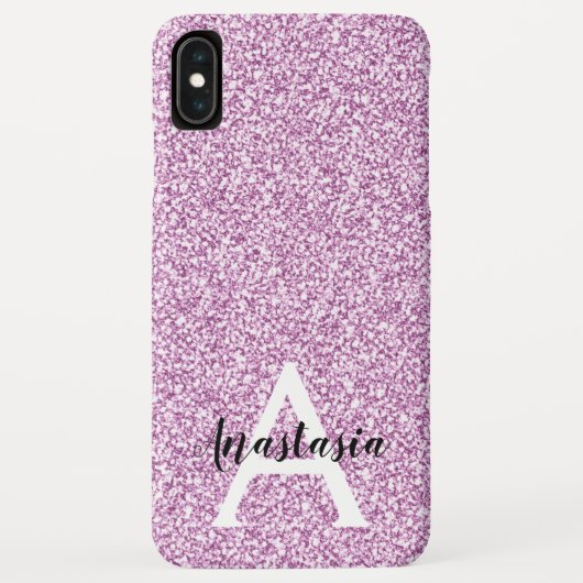 Girly Glam Paars Glitter Sparkles Monogram Case-Mate iPhone Case (Achterkant)