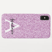 Girly Glam Paars Glitter Sparkles Monogram Case-Mate iPhone Case (Achterkant (horizontaal))