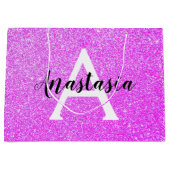 Girly Glam Paars Glitter Sparkles Monogram Groot Cadeauzakje (Voorkant)