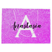 Girly Glam Paars Glitter Sparkles Monogram Groot Cadeauzakje (Achterkant)