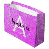 Girly Glam Paars Glitter Sparkles Monogram Groot Cadeauzakje (Achterkant Gekanteld)