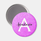 Girly Glam Paars Glitter Sparkles Monogram Magneet (Voorkant / Achterkant)